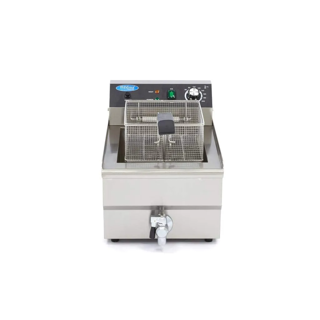 Maxima Friggitrice elettrica 16 L con rubinetto acciaio inox