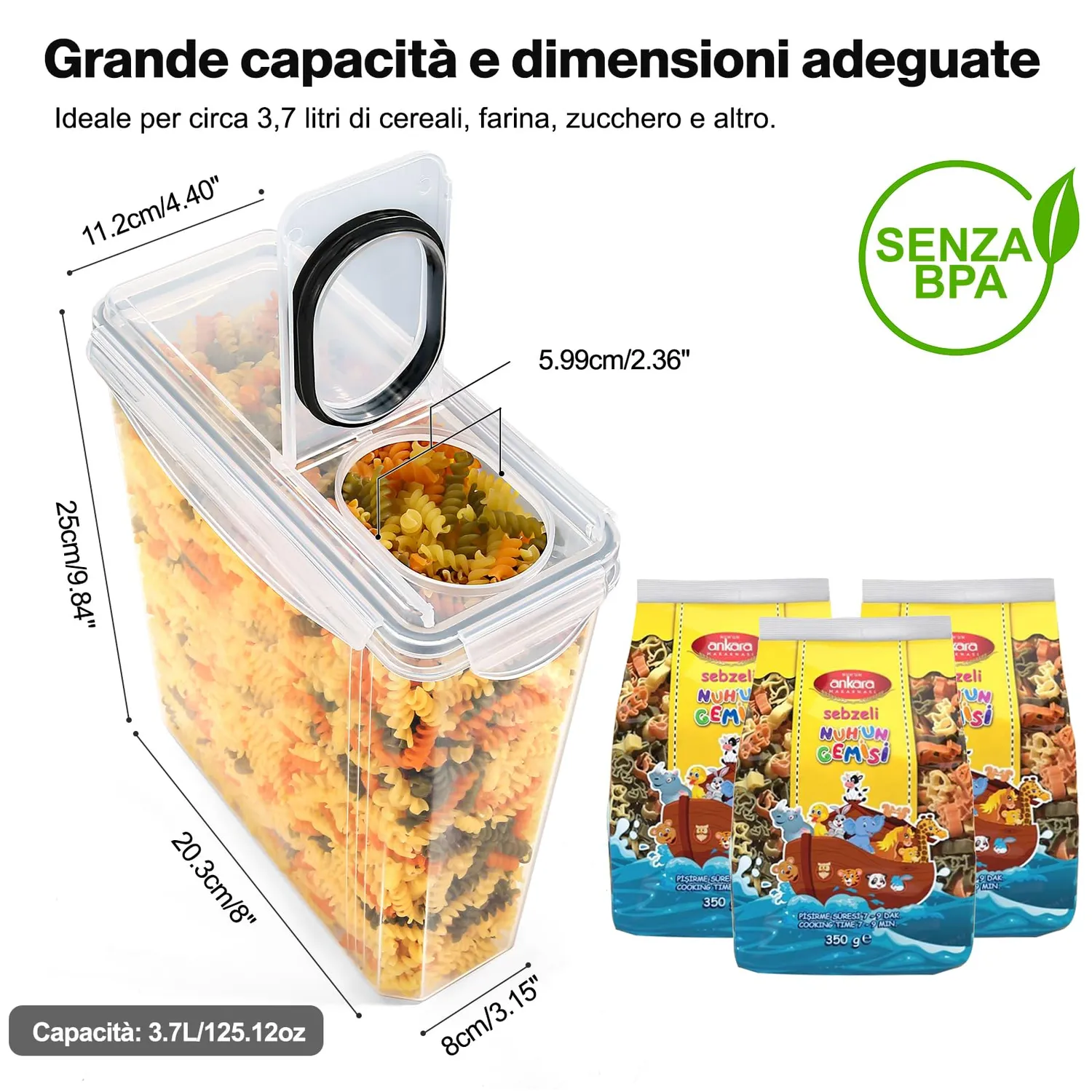 Yashe Contenitori Ermetici Alimenti Set 4 Pezzi 3,7 L Senza BPA