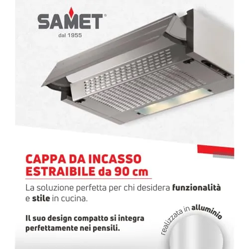 Samet Cappa Incasso Estraibile 90 cm 300 m3/h