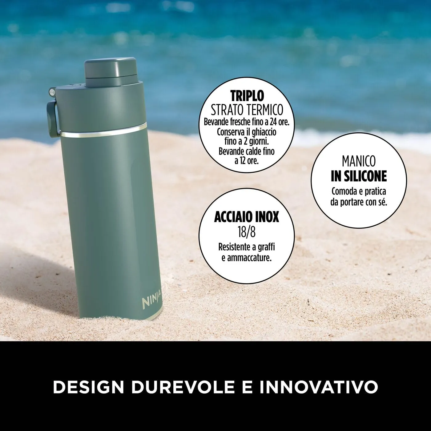 Ninja Thirsti DW1801EUUKEM borraccia termica 530 ml verde scuro gassate