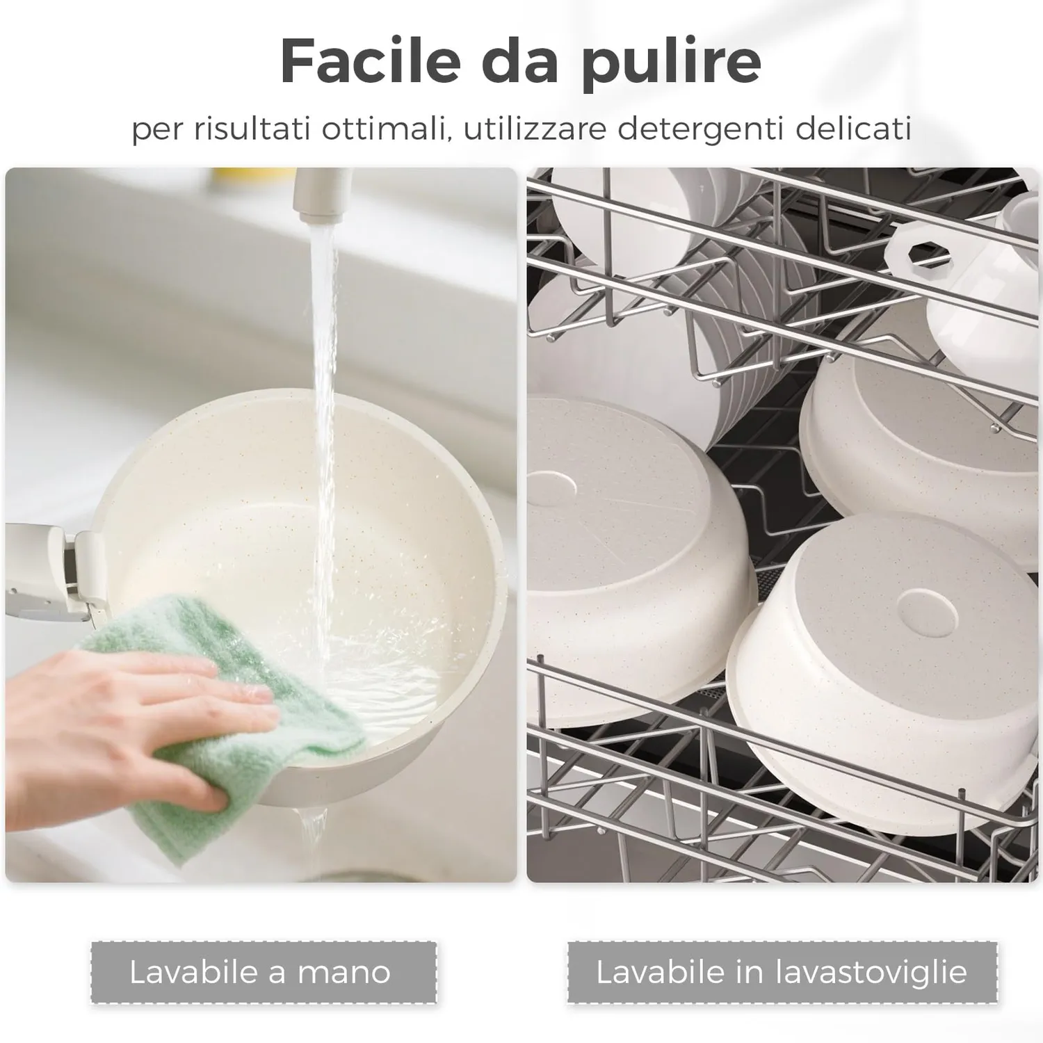 Yashe pentole induzione 9 pezzi senza PTFE bianche