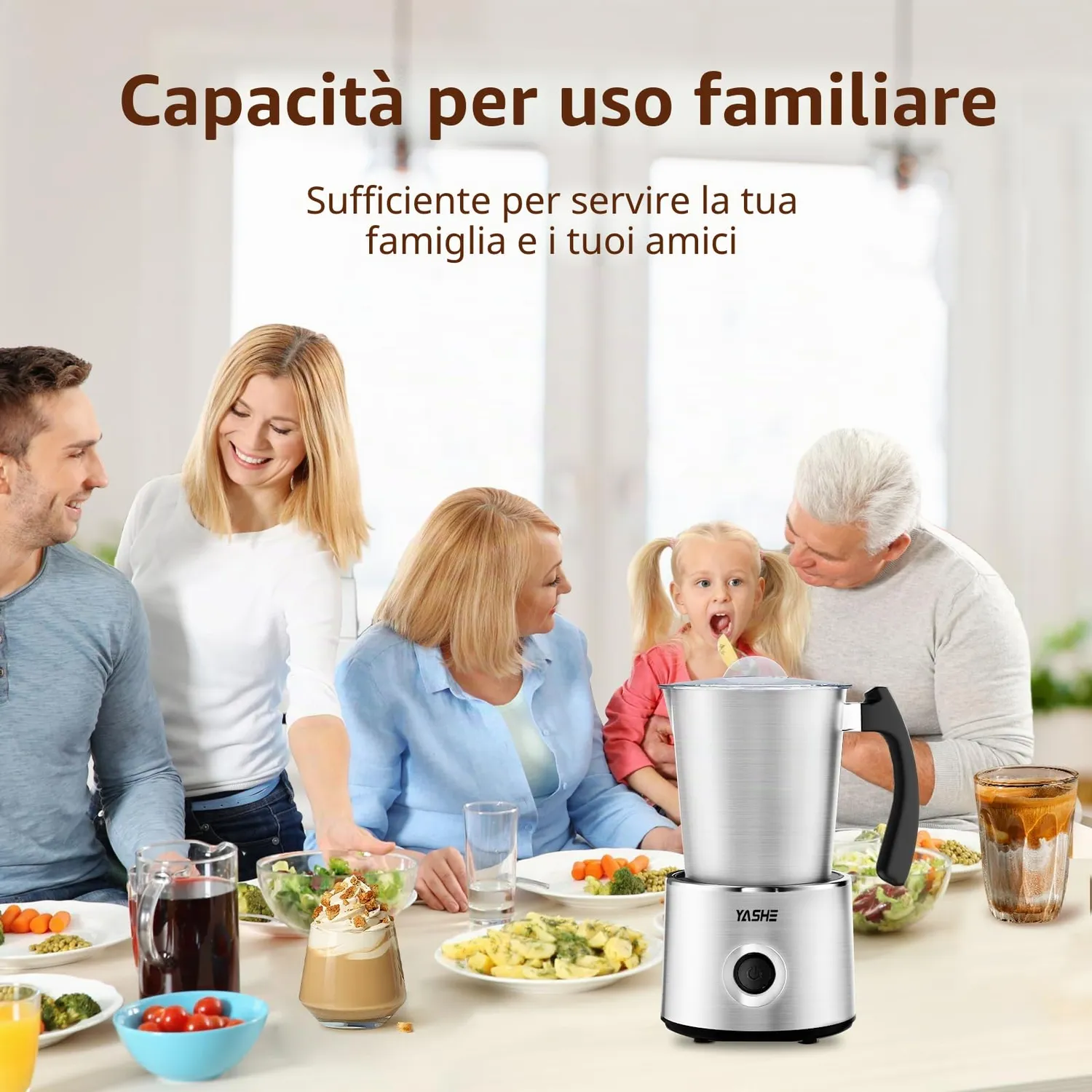 YASHE 4-in-1 montalatte elettrico 230 ml caldo freddo