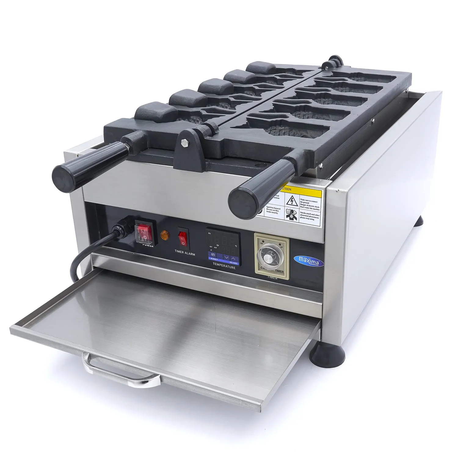 Maxima Taiyaki Pesce 5 Pezzi Piastra Waffle Digitale Girevole