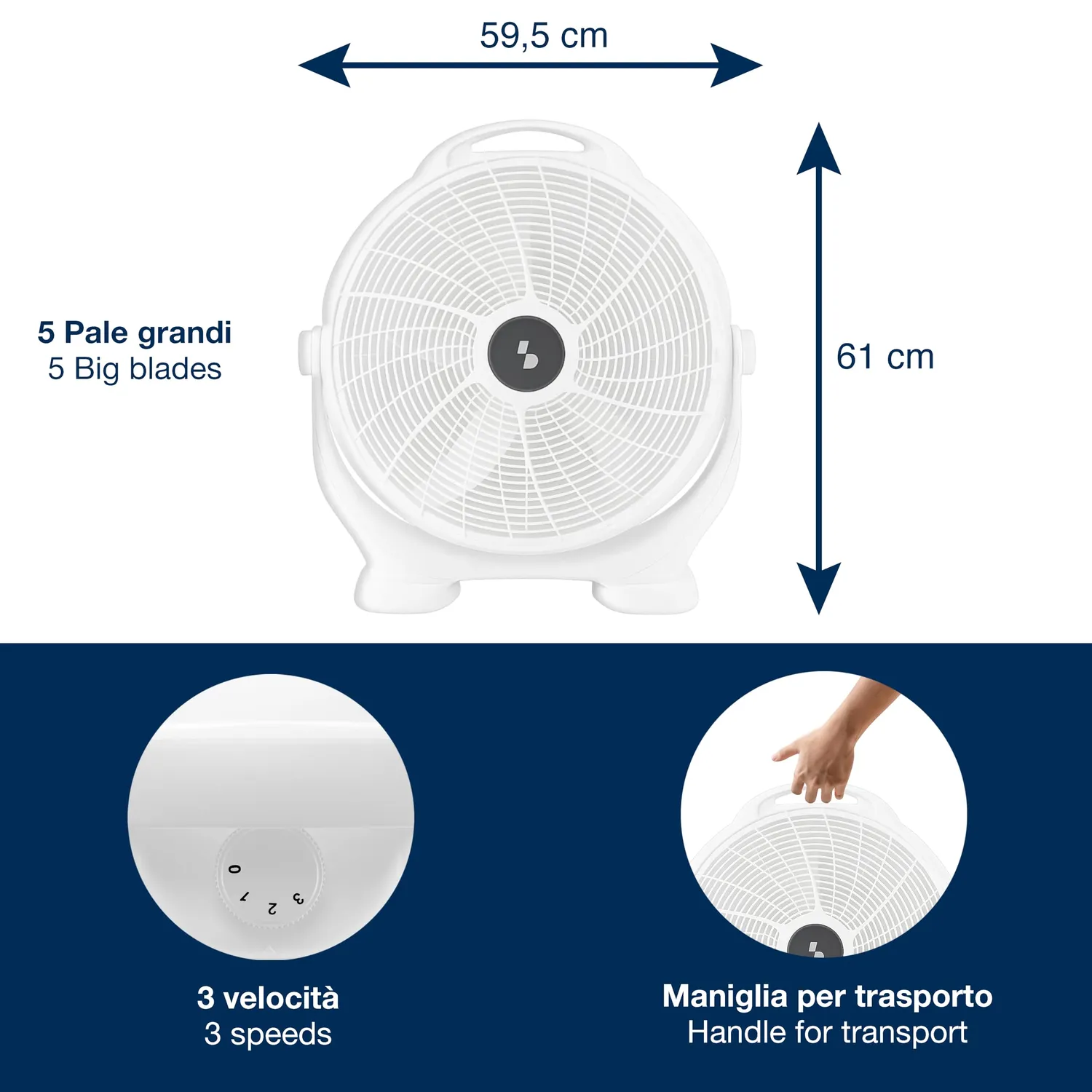 Beper P206VEN561 Ventilatore da Pavimento 360° 50 cm