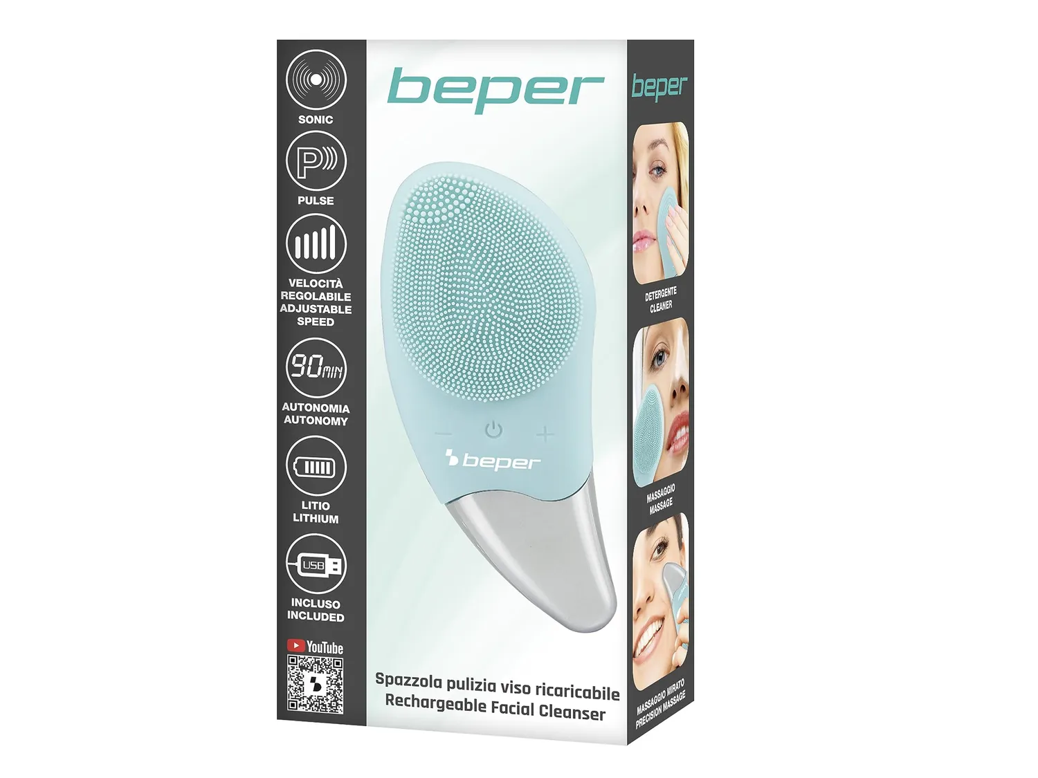Beper P302VIS002 Spazzola Viso Sonica Silicone Ricaricabile