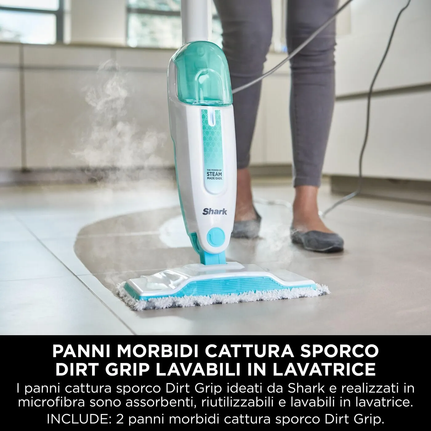 Shark Steam Mop S1000EU scopa a vapore bianca verde