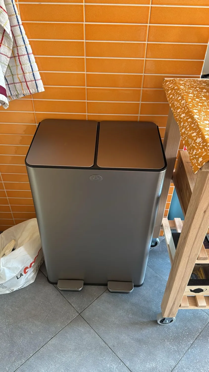 YASHE Pattumiera Doppia 2x20L Pedale Soft-Close Inox