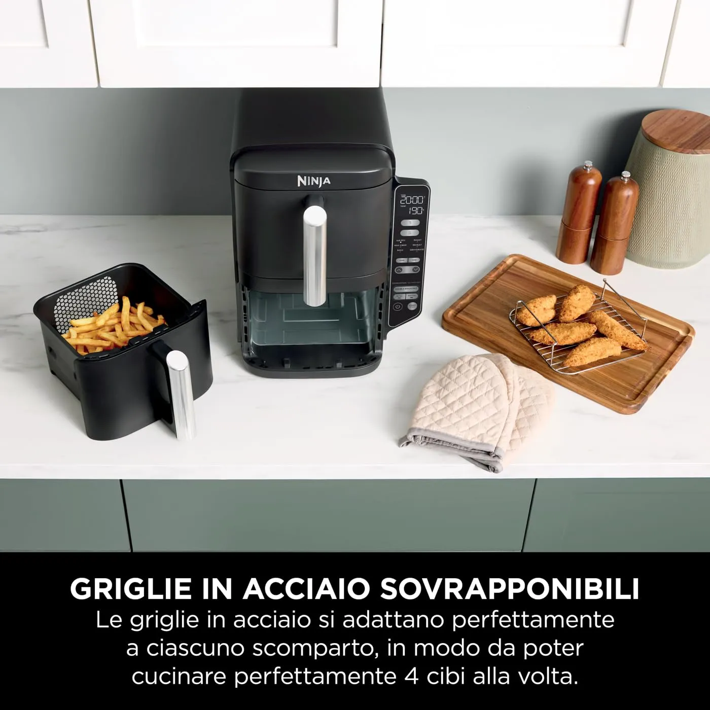 Ninja Double Stack Friggitrice Aria 7,6L Nera 6 Funzioni