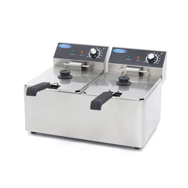 Maxima friggitrice doppia 2x8 L 2 cestini professionale 2,8 kg