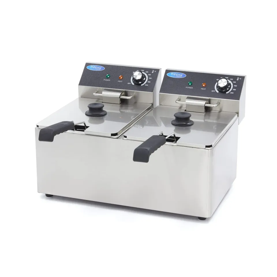 Maxima friggitrice doppia 2x8 L 2 cestini professionale 2,8 kg