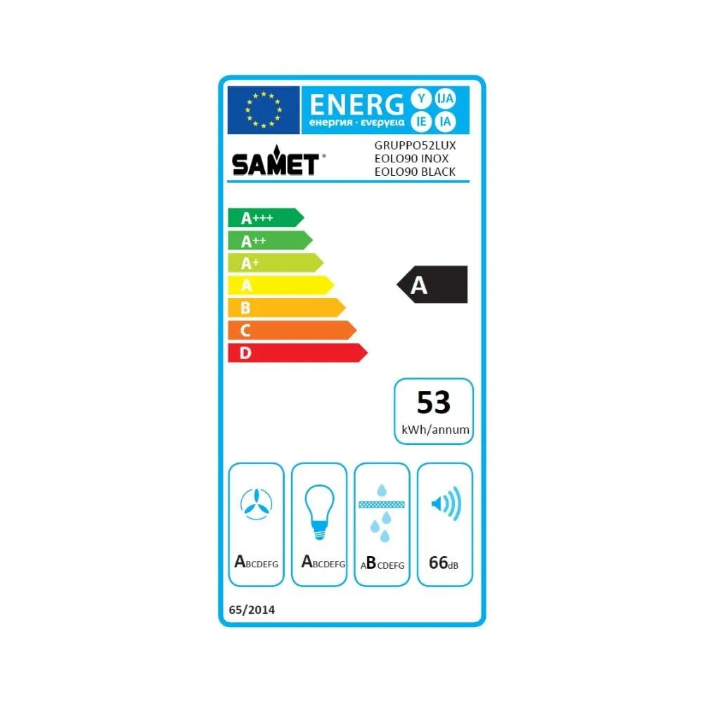Samet Eolo90 Cappa Parete 90 cm Nera Piramide