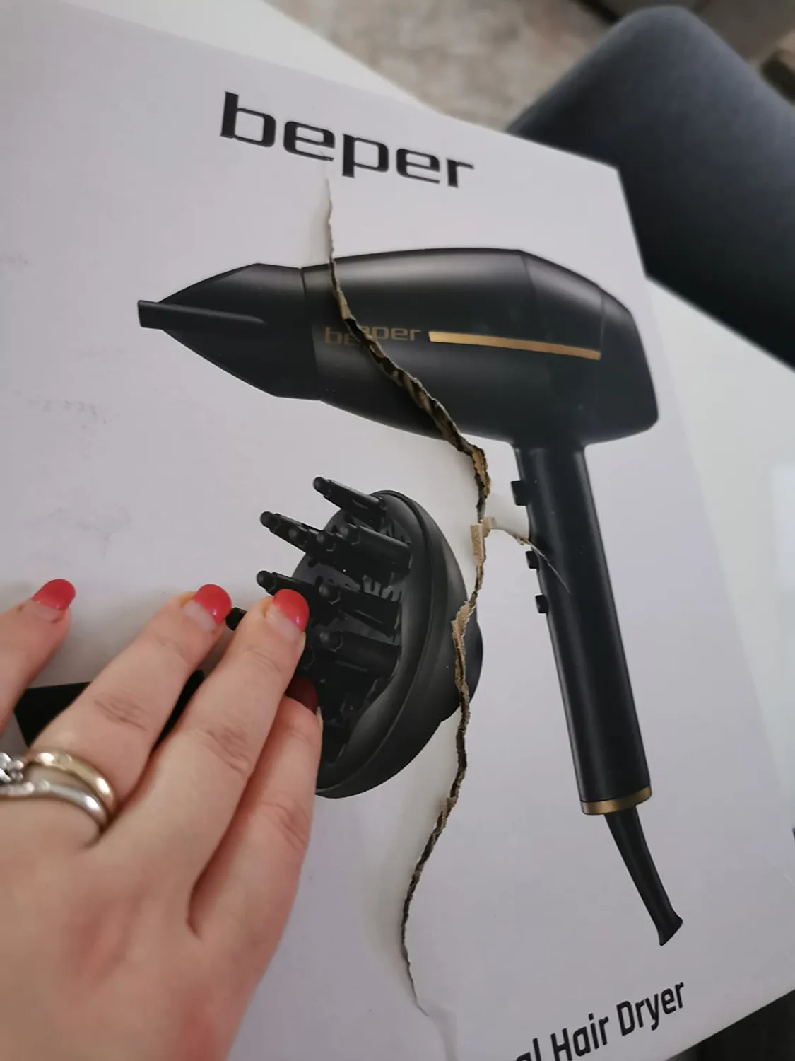 Beper Asciugacapelli Professionale 2400W Nero Oro Ionico