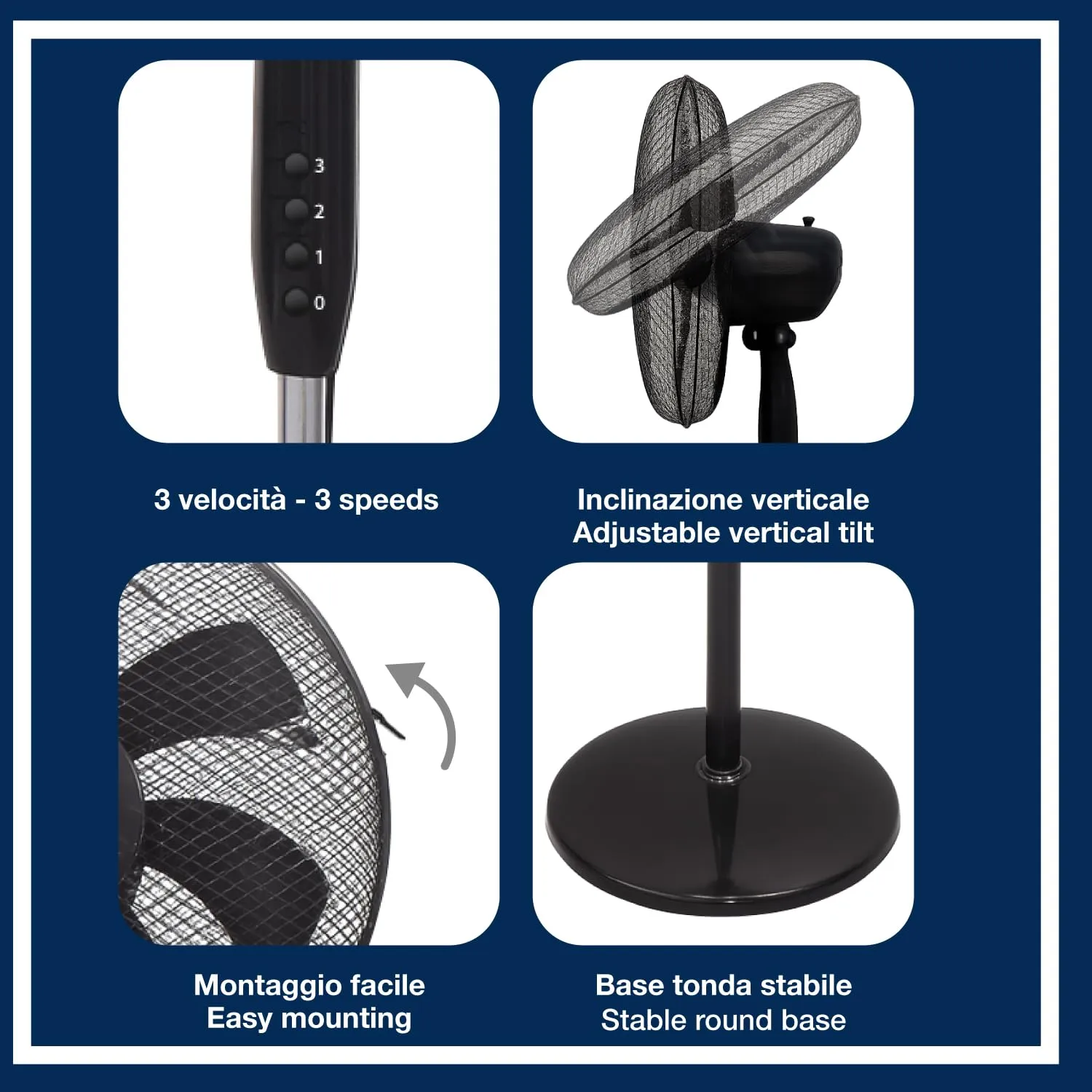 Beper P206VEN120 Ventilatore a Piantana 40 cm Nero