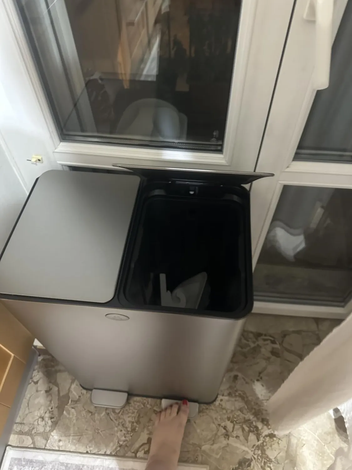 YASHE Pattumiera Doppia 2x20L Pedale Soft-Close Inox