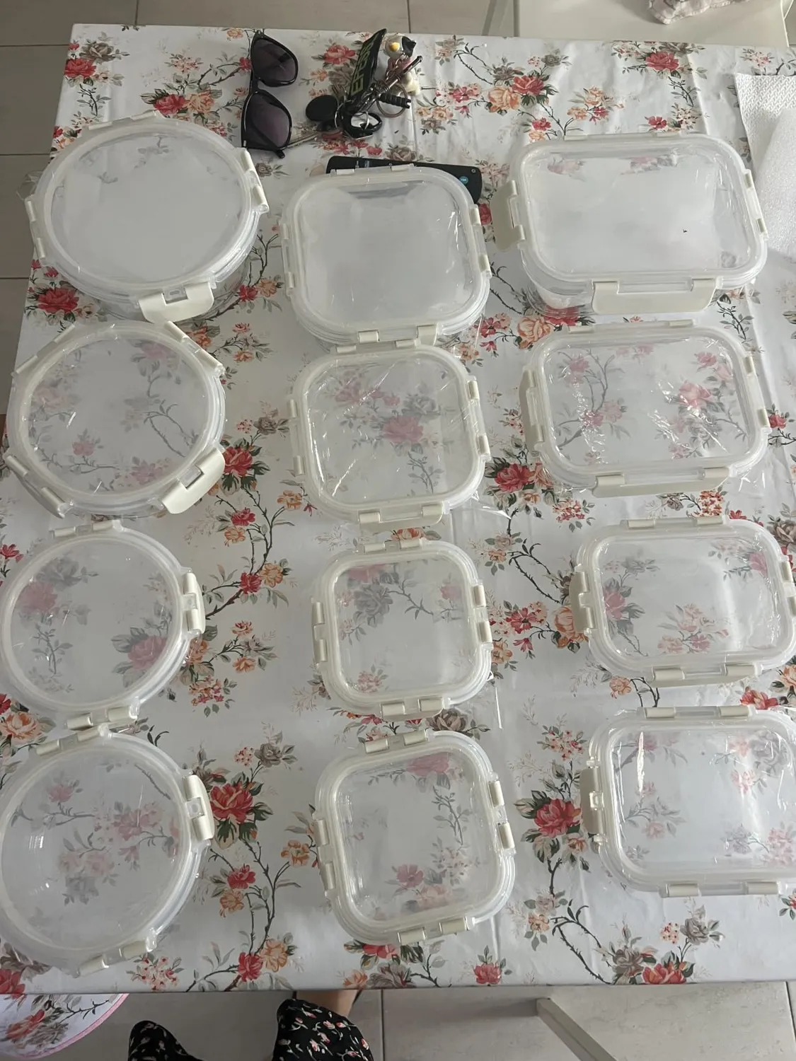 Yashe Set 12 Contenitori Vetro Alimenti Grigio Ermetici