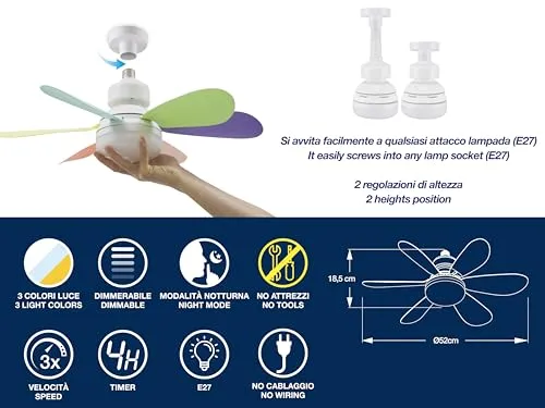 Beper P206VEN610 ventilatore da soffitto con luce 40W telecomando