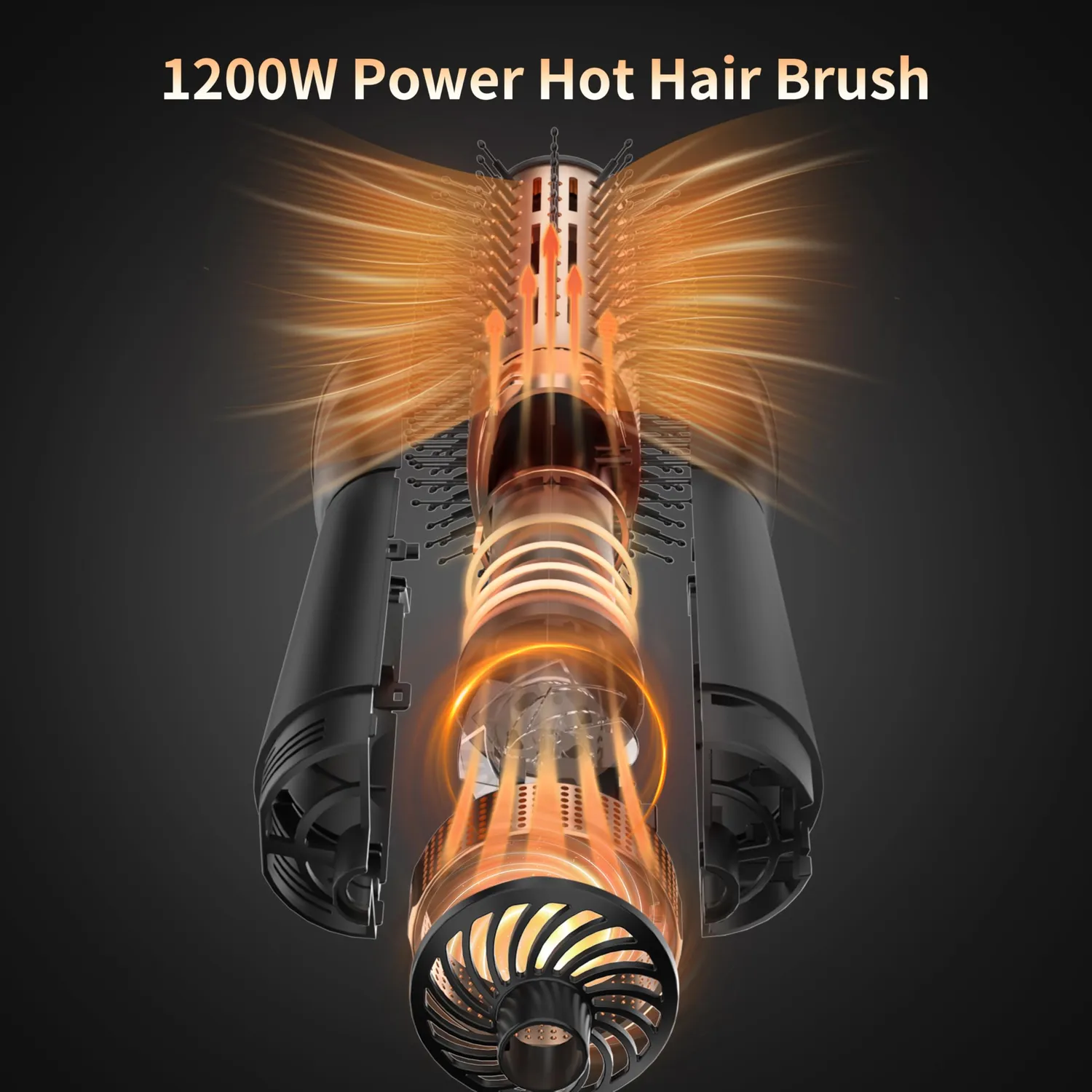 YASHE Spazzola Asciugacapelli Ionica 4-in-1 1200W nera