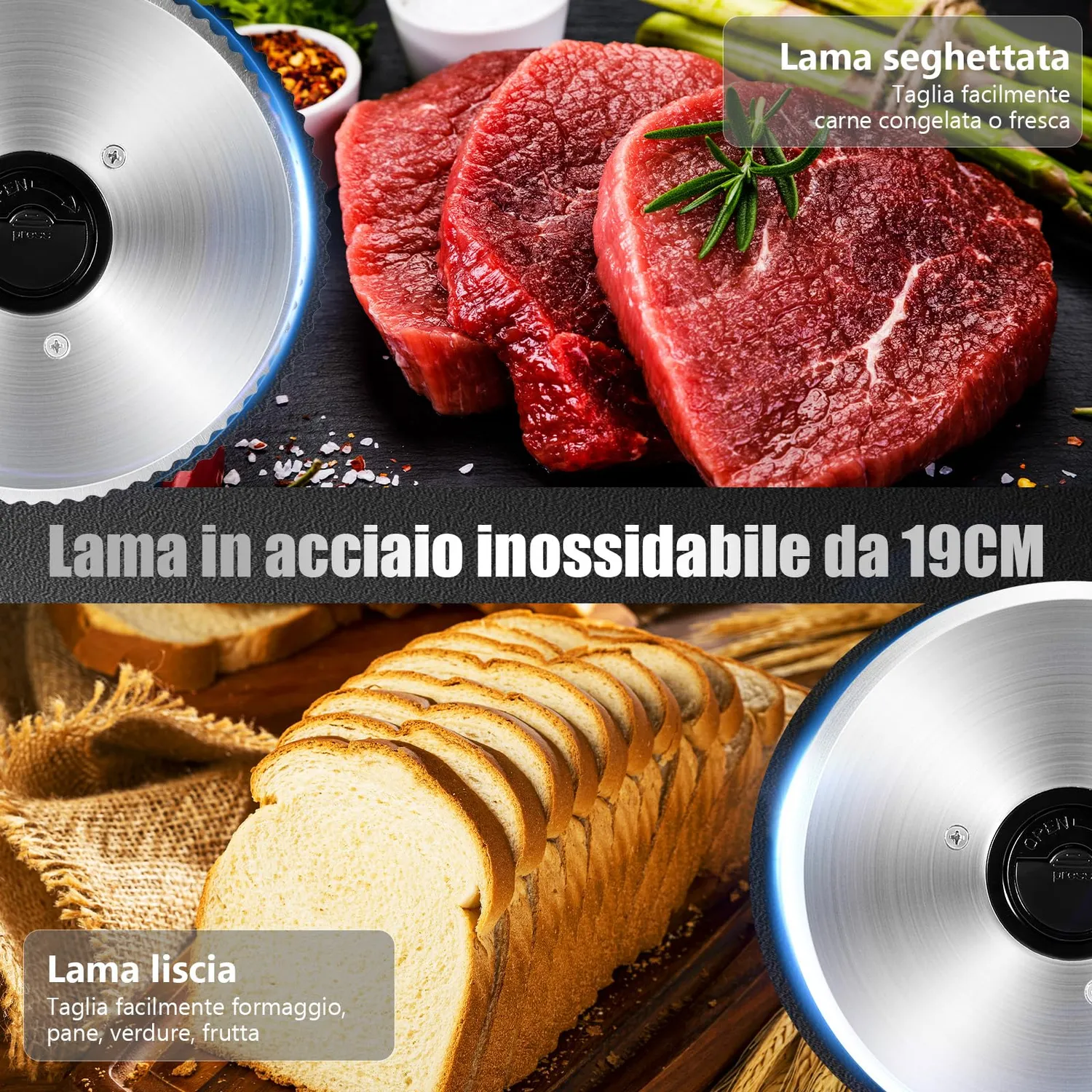 Yashe Affettatrice Elettrica 2 Lame Vassoio 200W 19cm