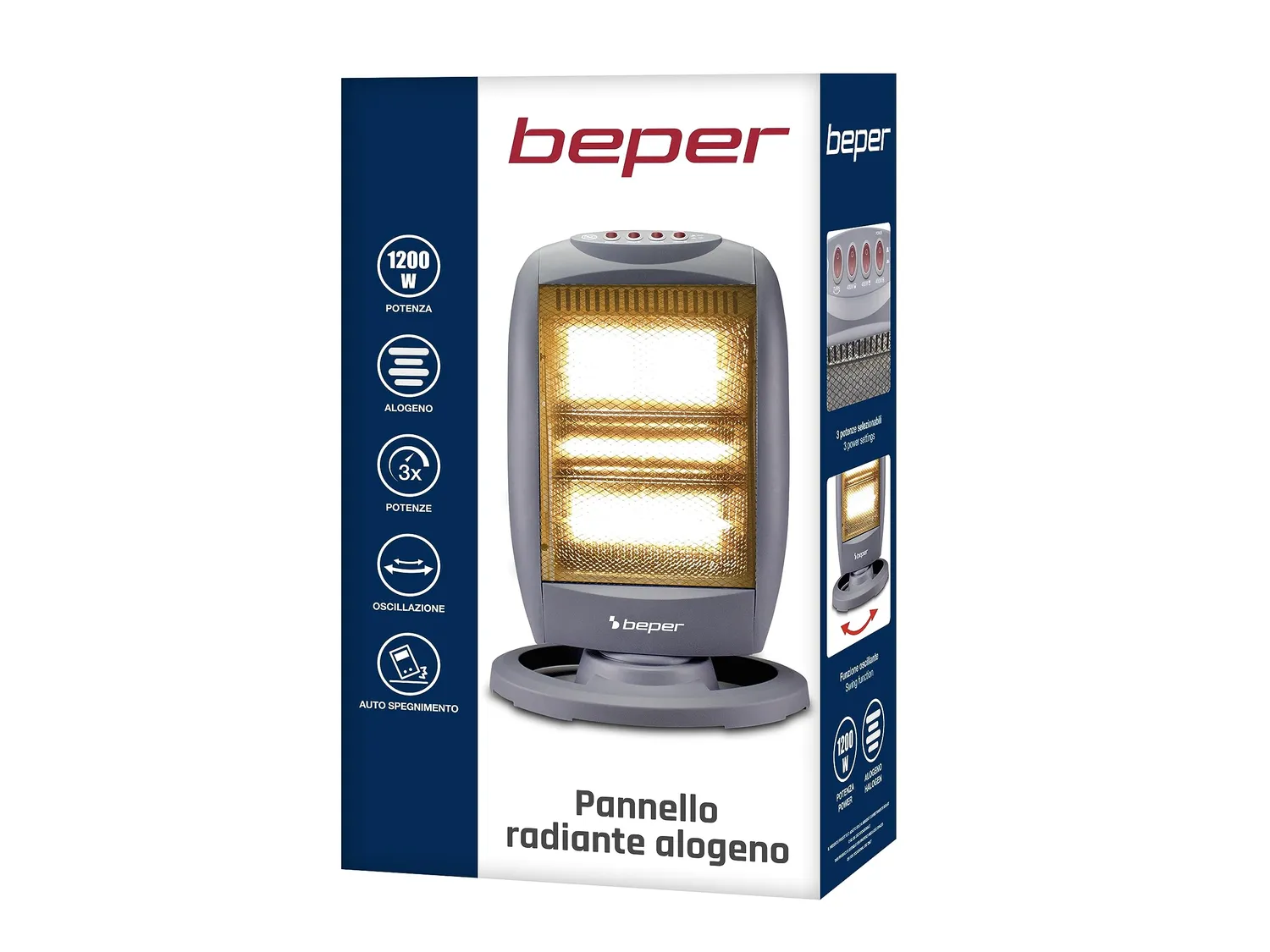 Beper P203PAN011 Pannello Radiante Alogeno 1200W Oscillante