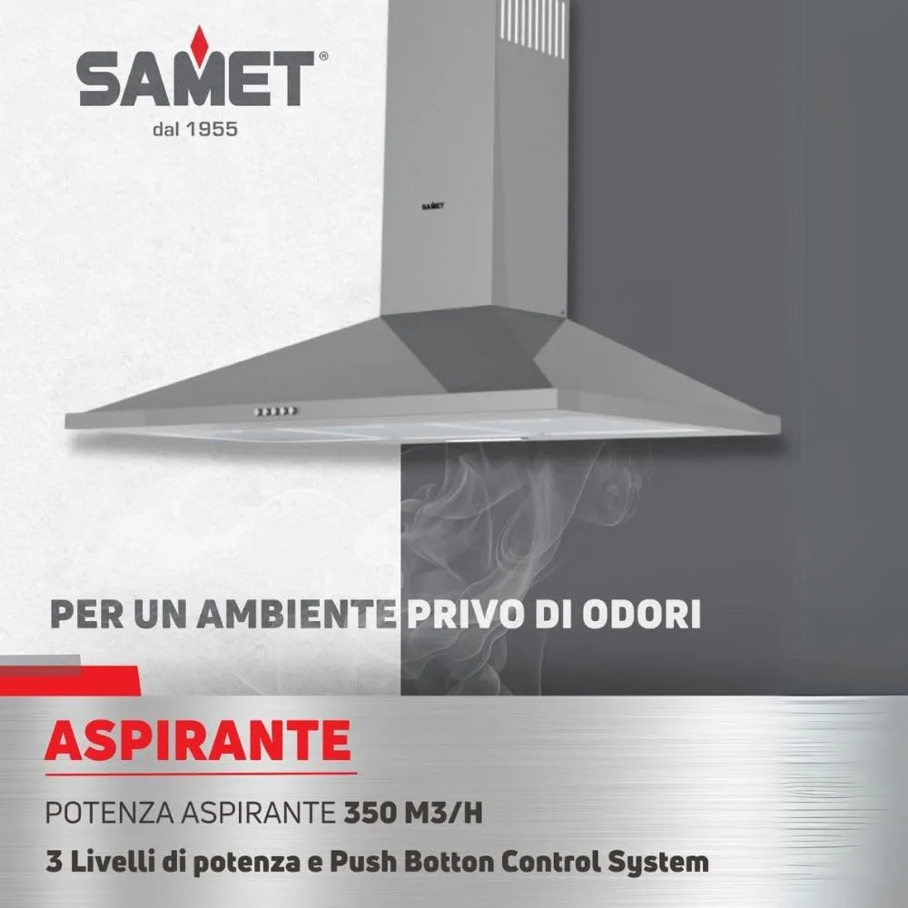 Samet Eolo90 Cappa Piramide 90 cm Inox Parete