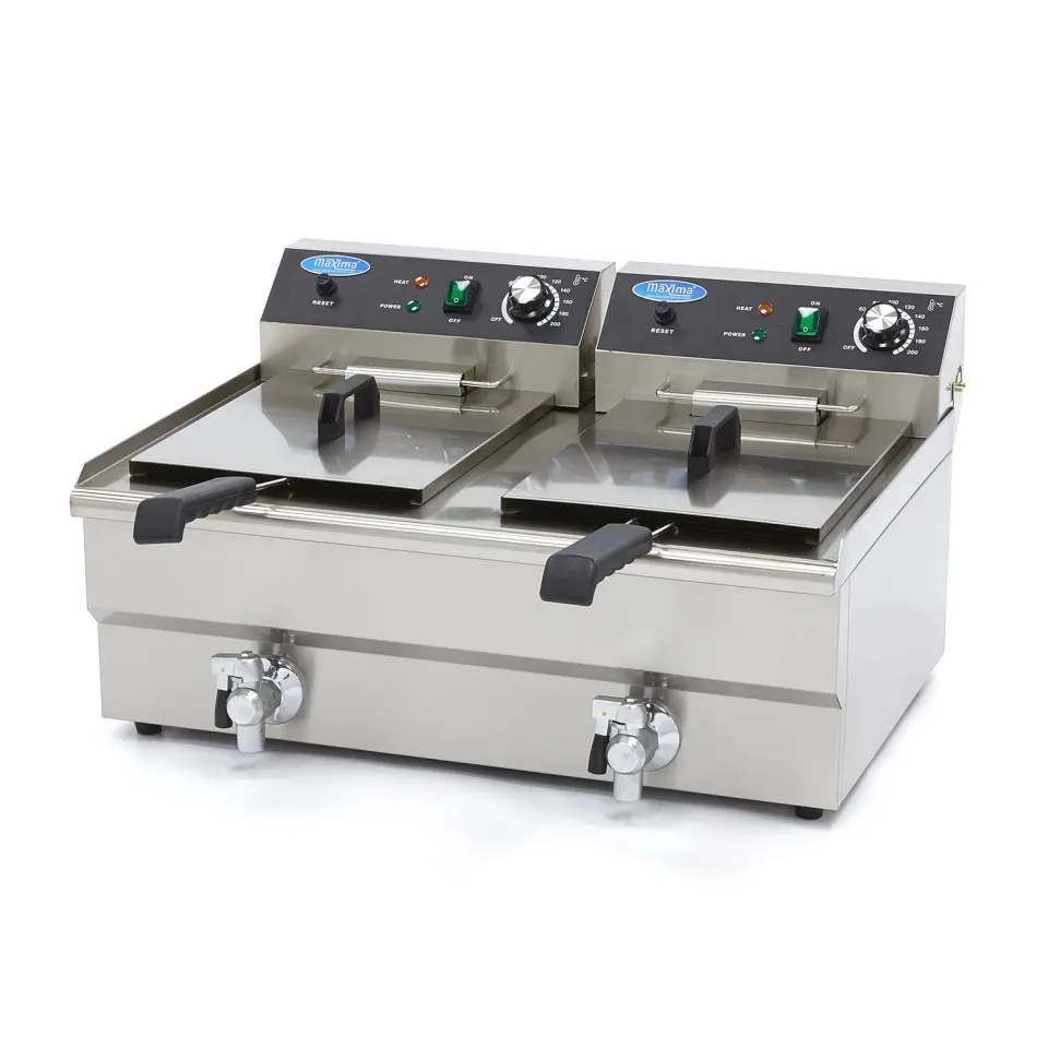 Maxima Gastro friggitrice doppia 2x16L con rubinetto