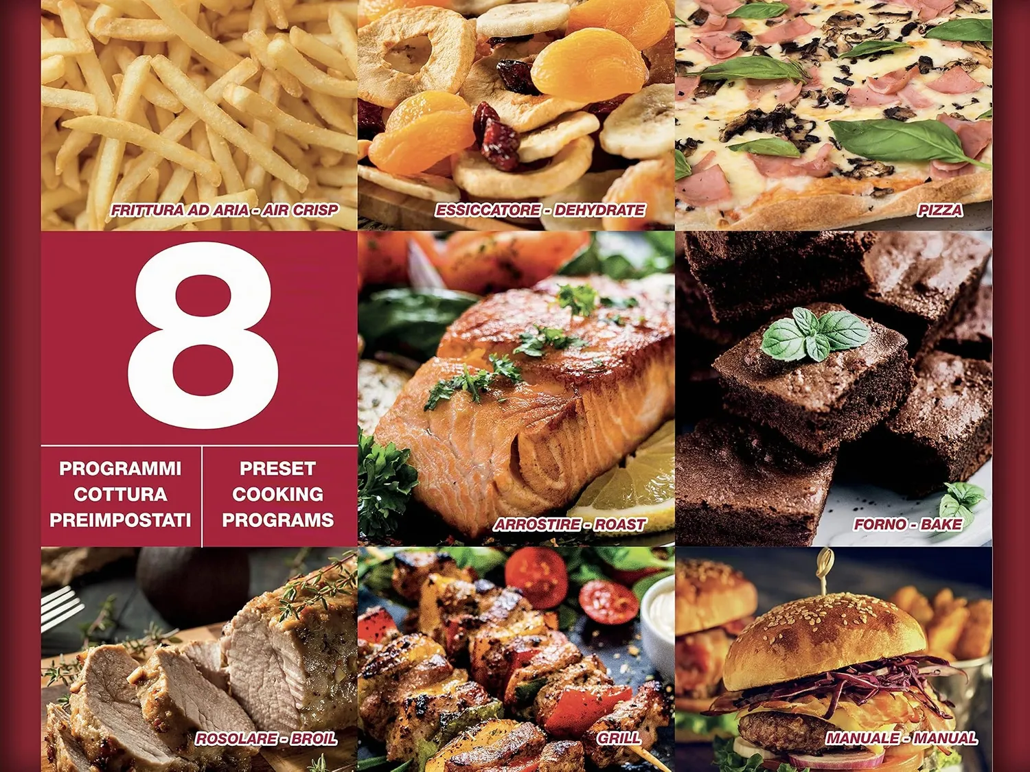 Beper P101FRI080 Cucinotto Friggitrice ad Aria 8 Programmi Multifunzione