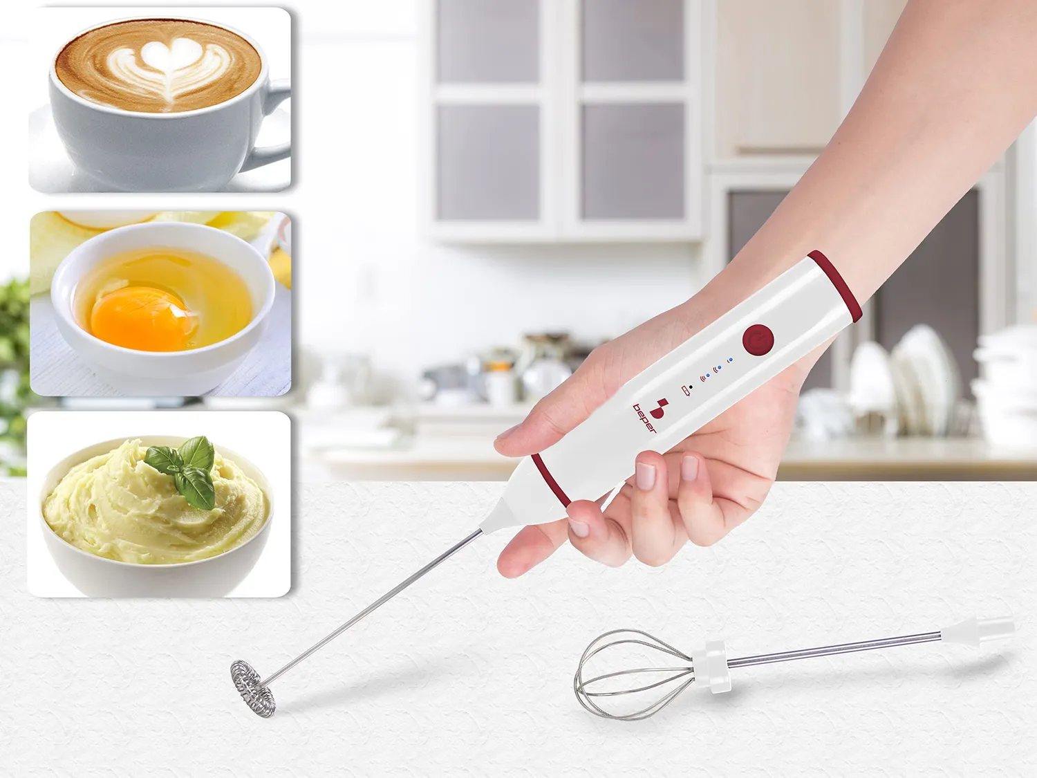 Beper P102SBA008 Montalatte Elettrico USB 3 Velocità Rosso