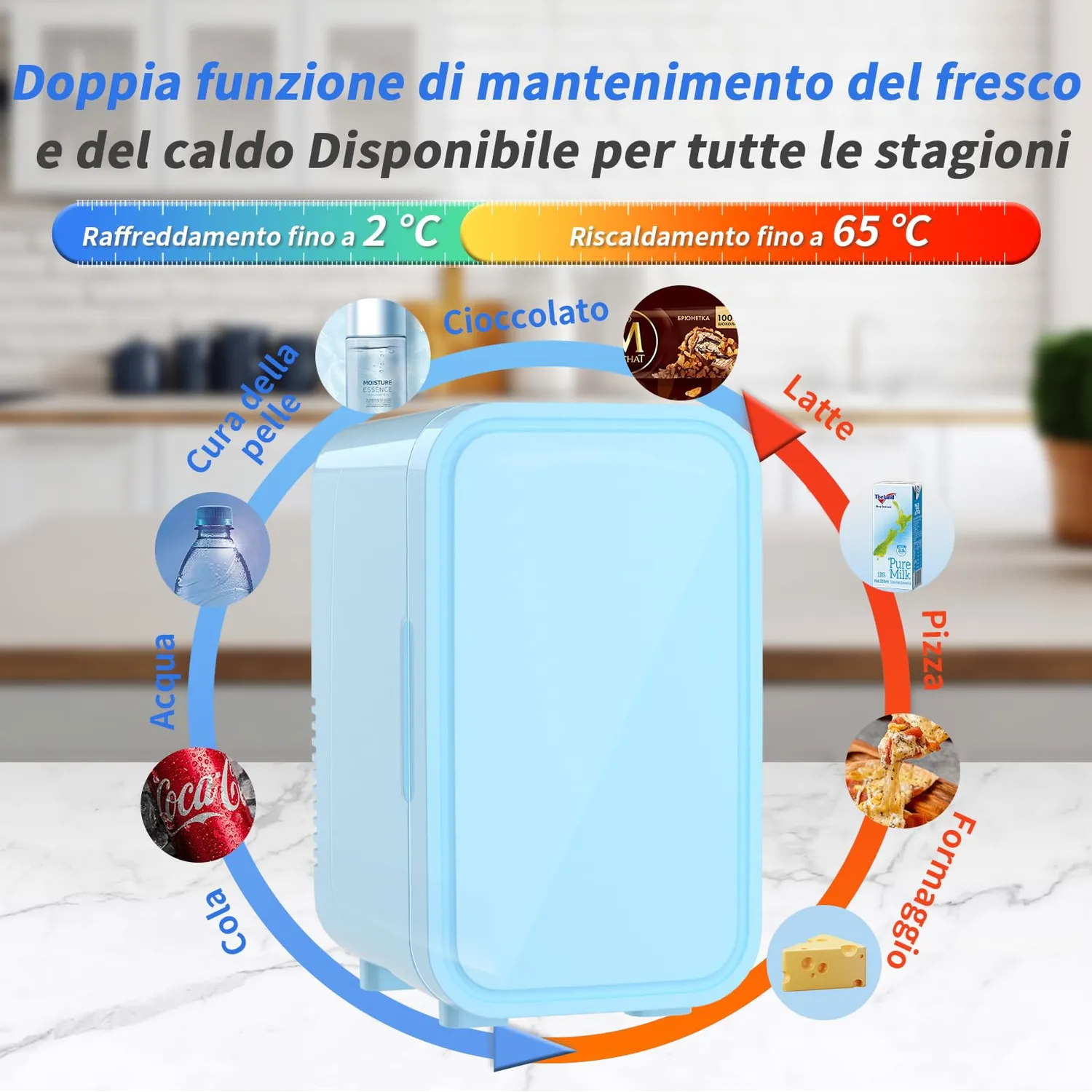 YASHE Mini Frigo 6 Litri Blu 8 Lattine