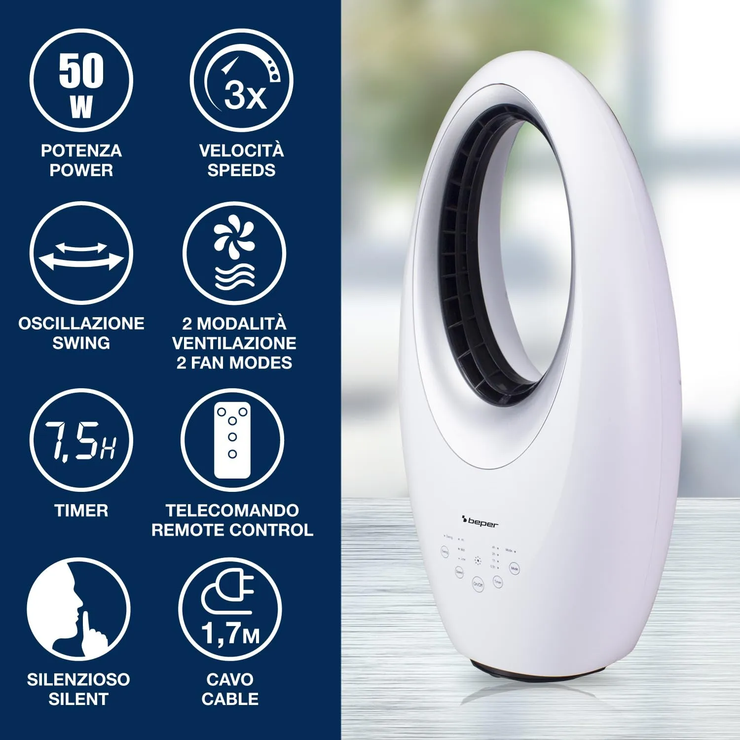 Beper P206VEN351 ventilatore senza pale con telecomando