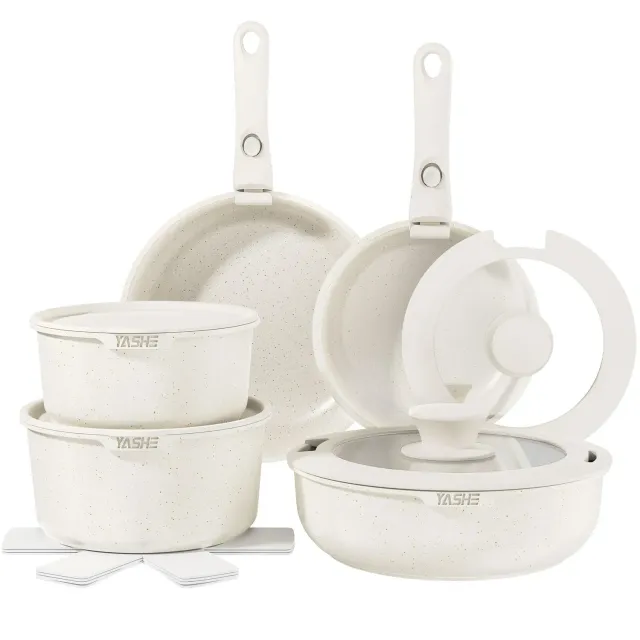 YASHE set pentole induzione 15 pezzi atossico impilabile