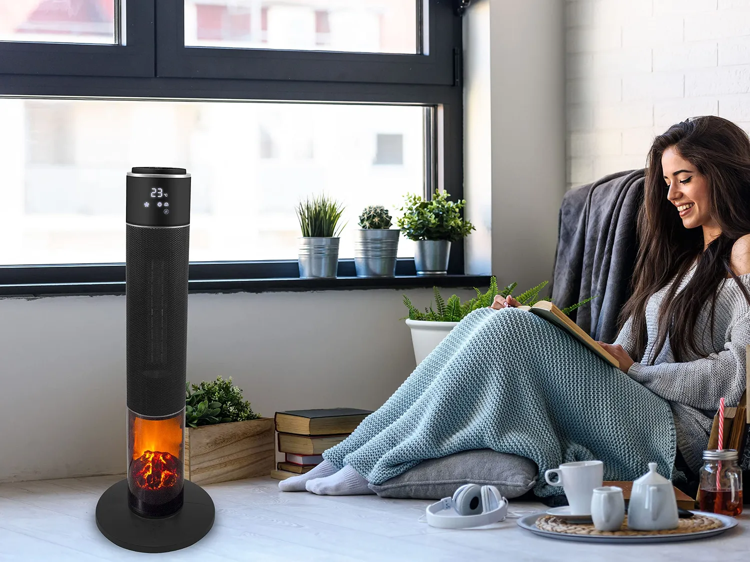 Beper P203TER001 termoventilatore colonna ceramico nero telecomando