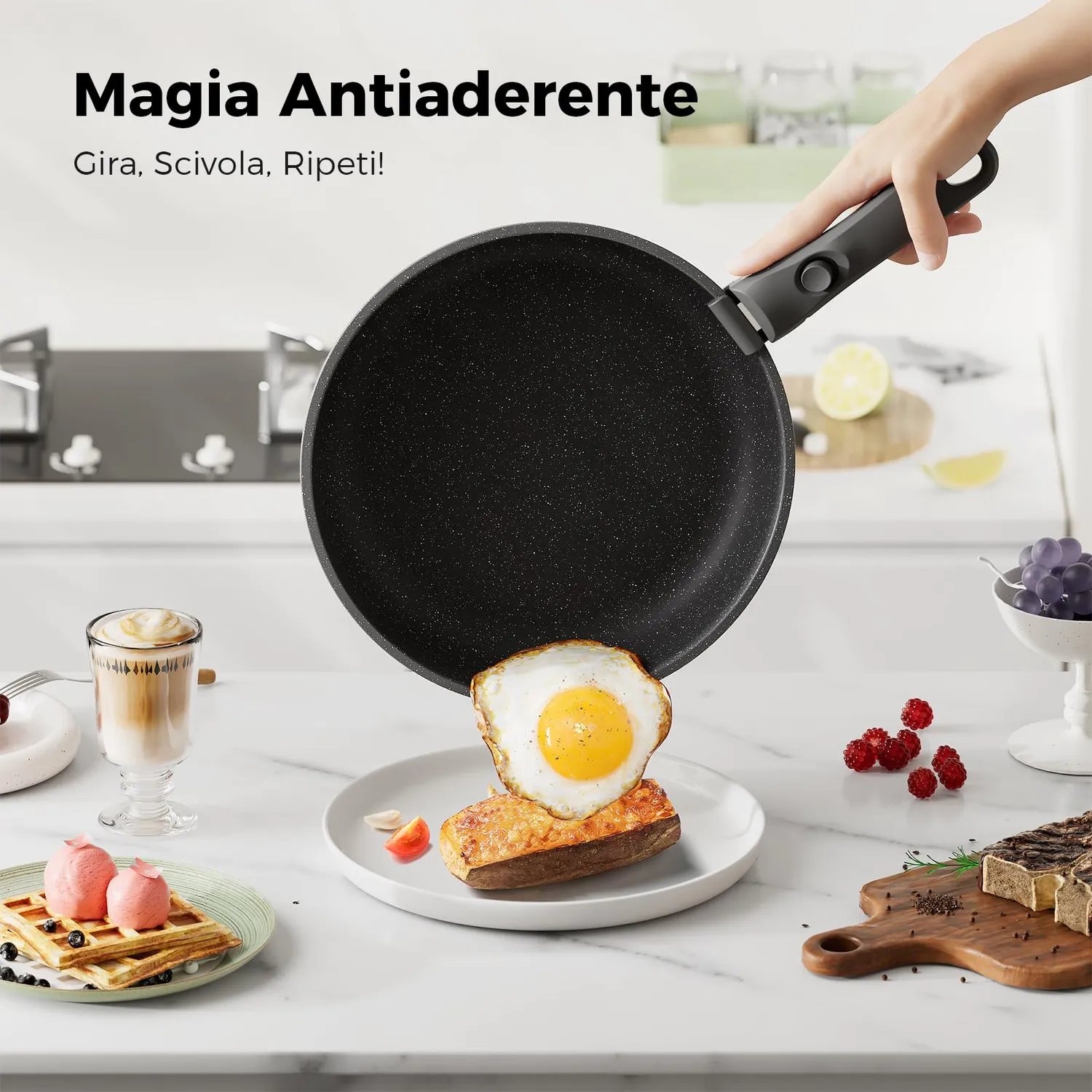 YASHE set pentole induzione 20 pezzi con padella uova