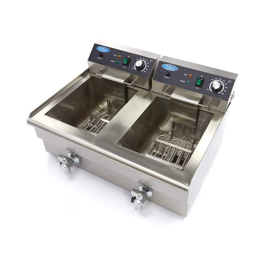 Maxima Gastro friggitrice doppia 2x16L con rubinetto