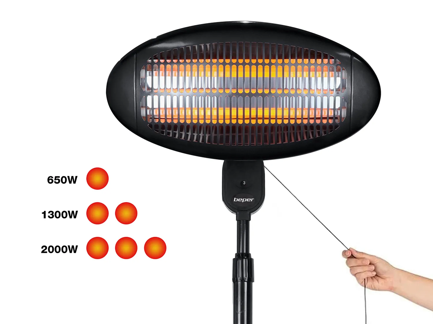Beper P203PAN002 stufa al quarzo 2000 W piantana 2 m IP34