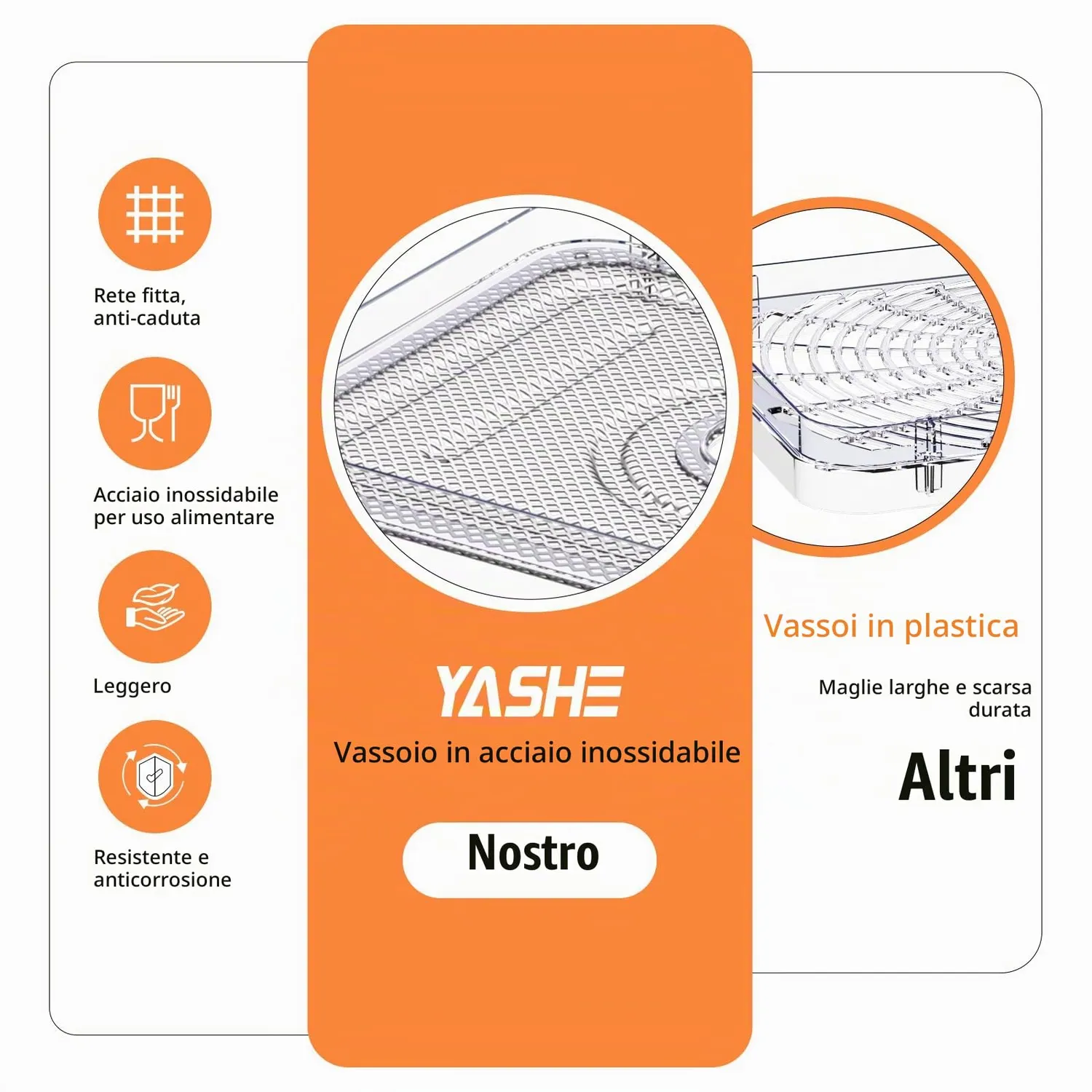 Yashe essiccatore alimentare 5 vassoi acciaio inox 400W