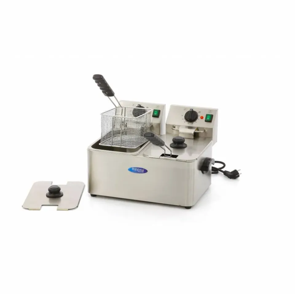 Maxima friggitrice doppia 2x4L 2 cestelli acciaio inox