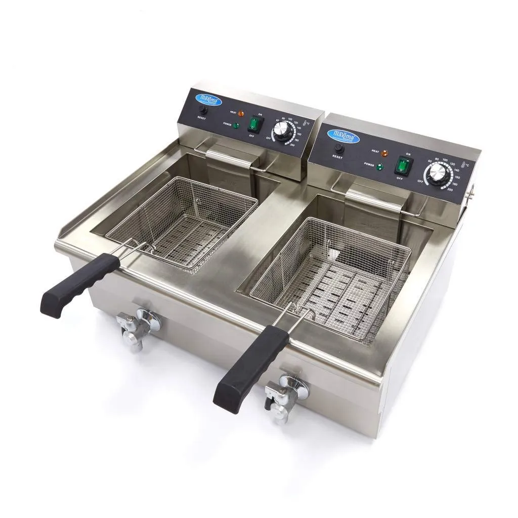Maxima Gastro friggitrice doppia 2x16L con rubinetto