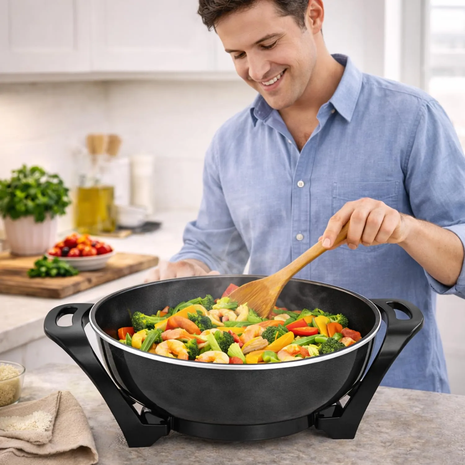 Beper P101COS100 wok elettrico 33 cm 5 litri ceramica