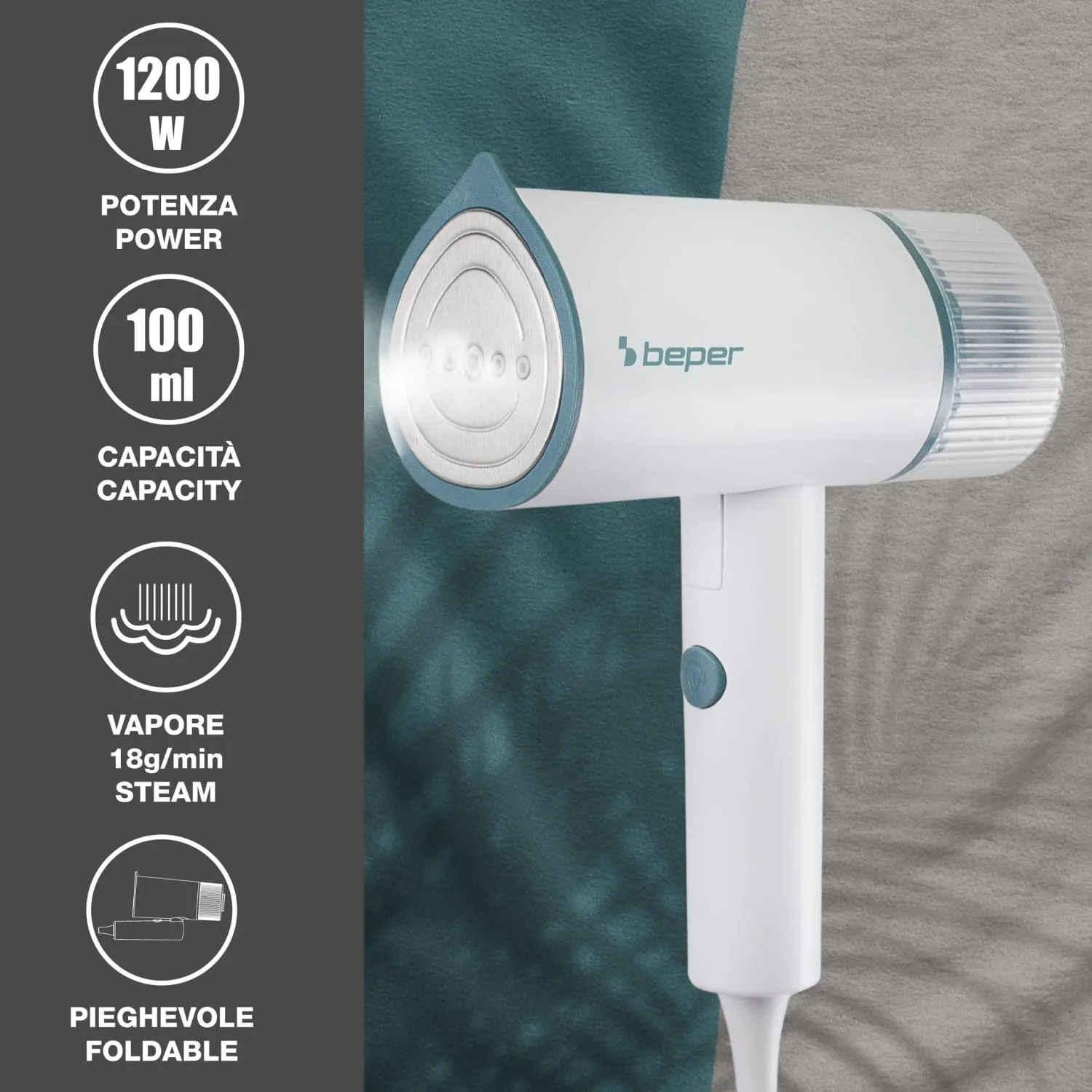 Beper P204FER210 Stiratrice Verticale 100 ml 1200W Pieghevole da Viaggio