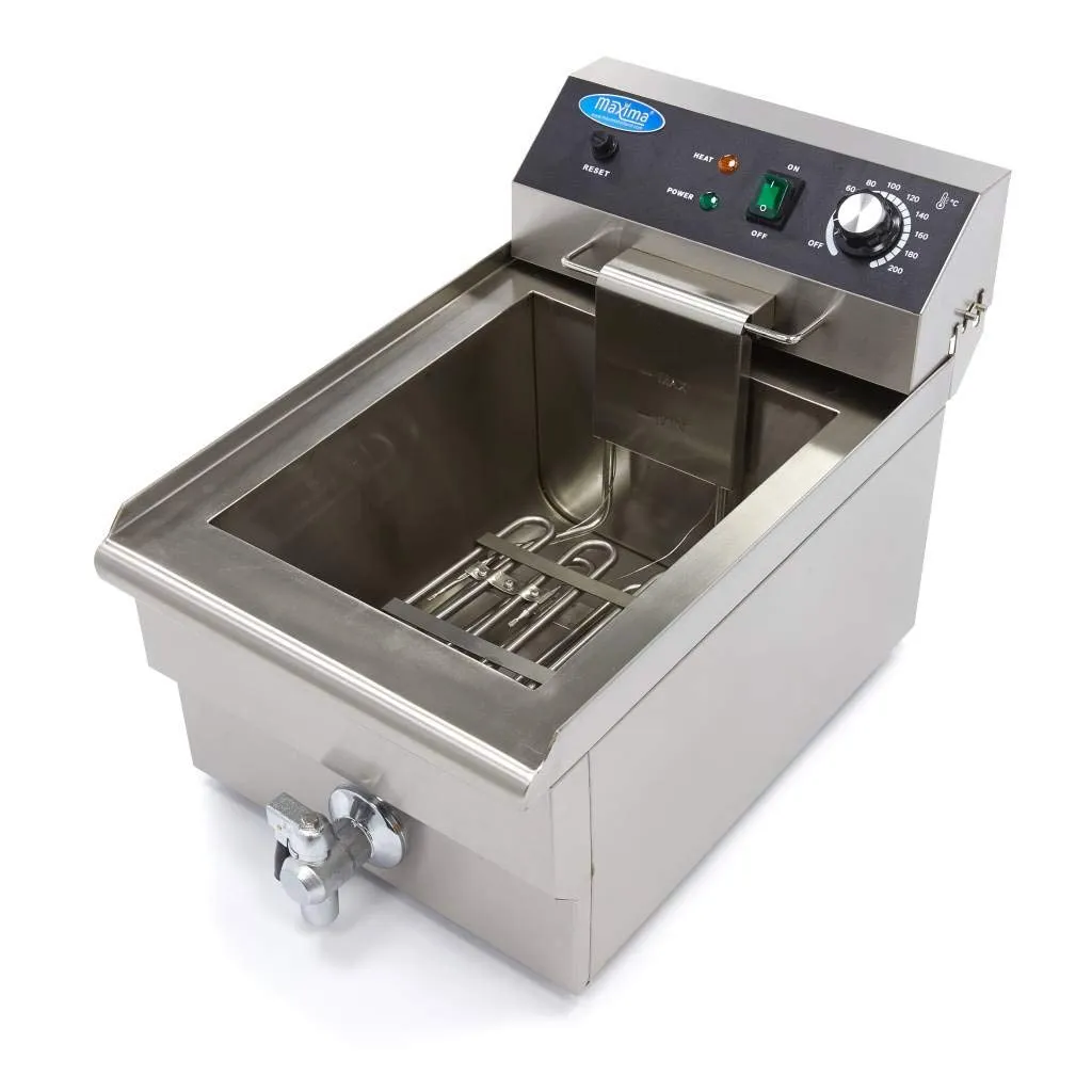 Maxima Friggitrice elettrica 16 L con rubinetto acciaio inox