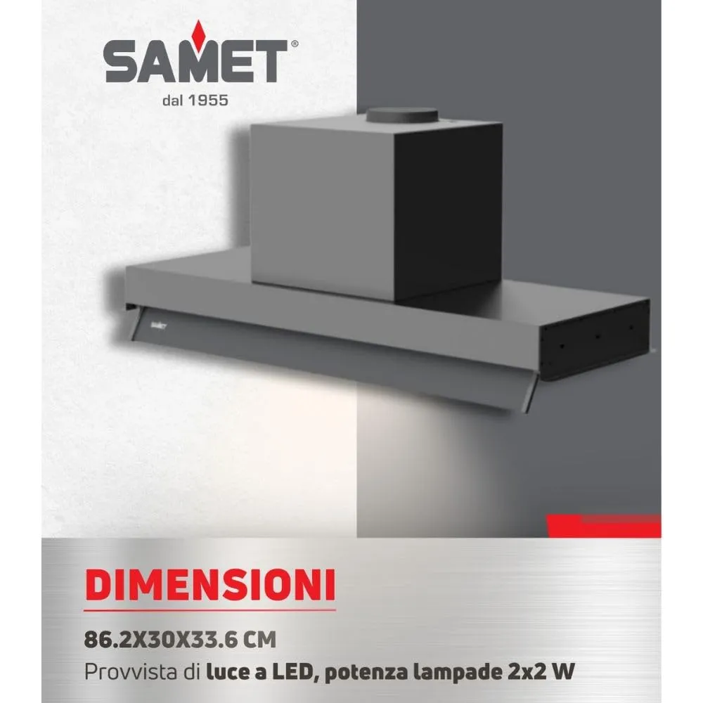 Samet Kripto90 gruppo cappa sottopensile inox 90 cm aspirante