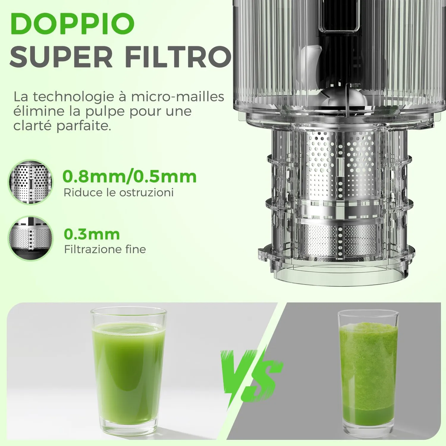 YASHE Estrattore Succo Freddo 200W Bocca 12,7cm Nero
