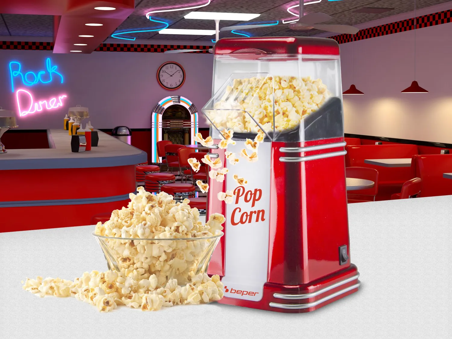 Beper 90.590Y macchina popcorn 1200W rossa aria calda