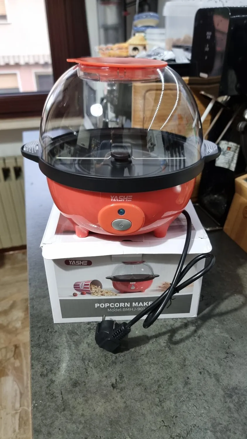 YASHE Macchina Popcorn Elettrica 650W Ciotola 3L Antiaderente