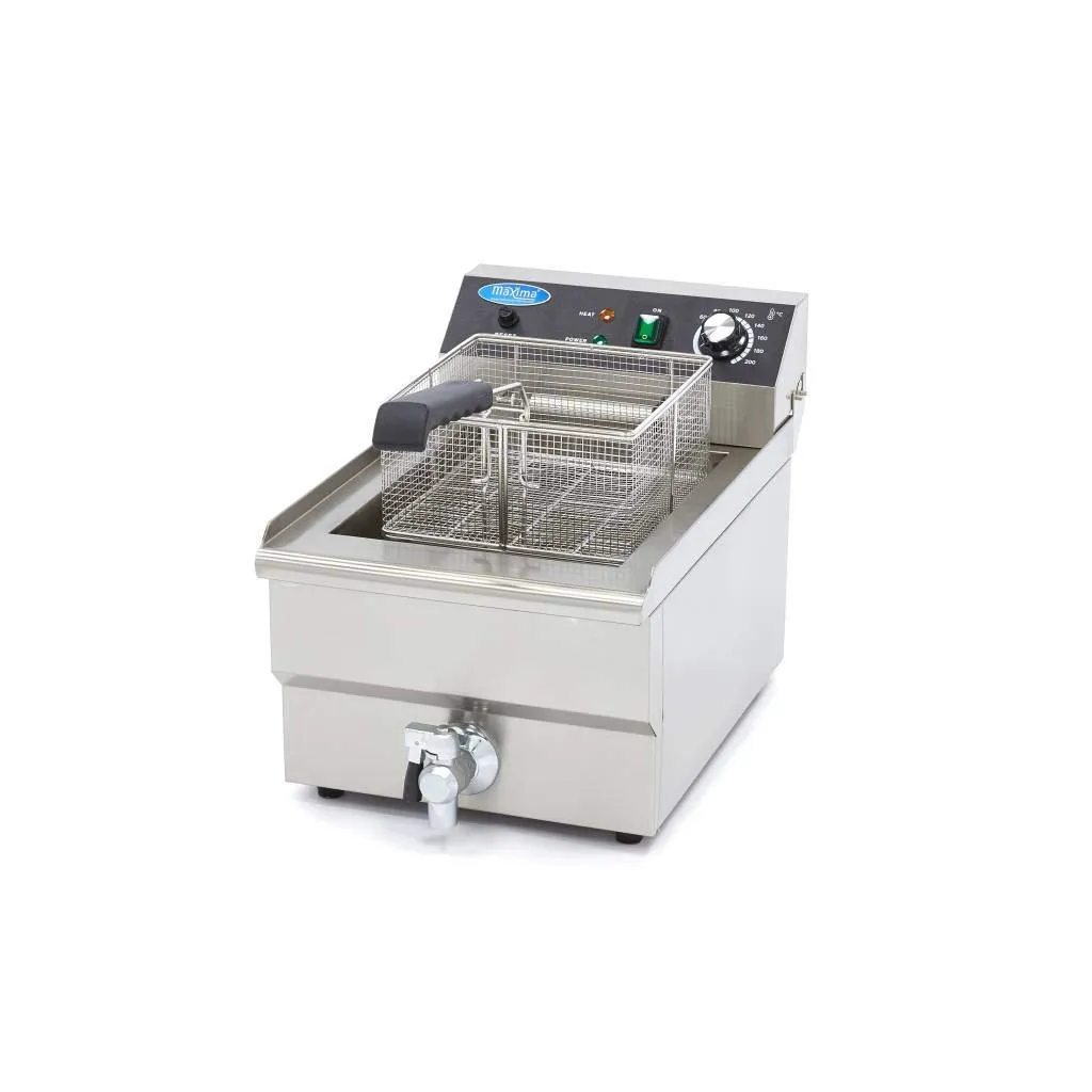 Maxima Friggitrice elettrica 16 L con rubinetto acciaio inox