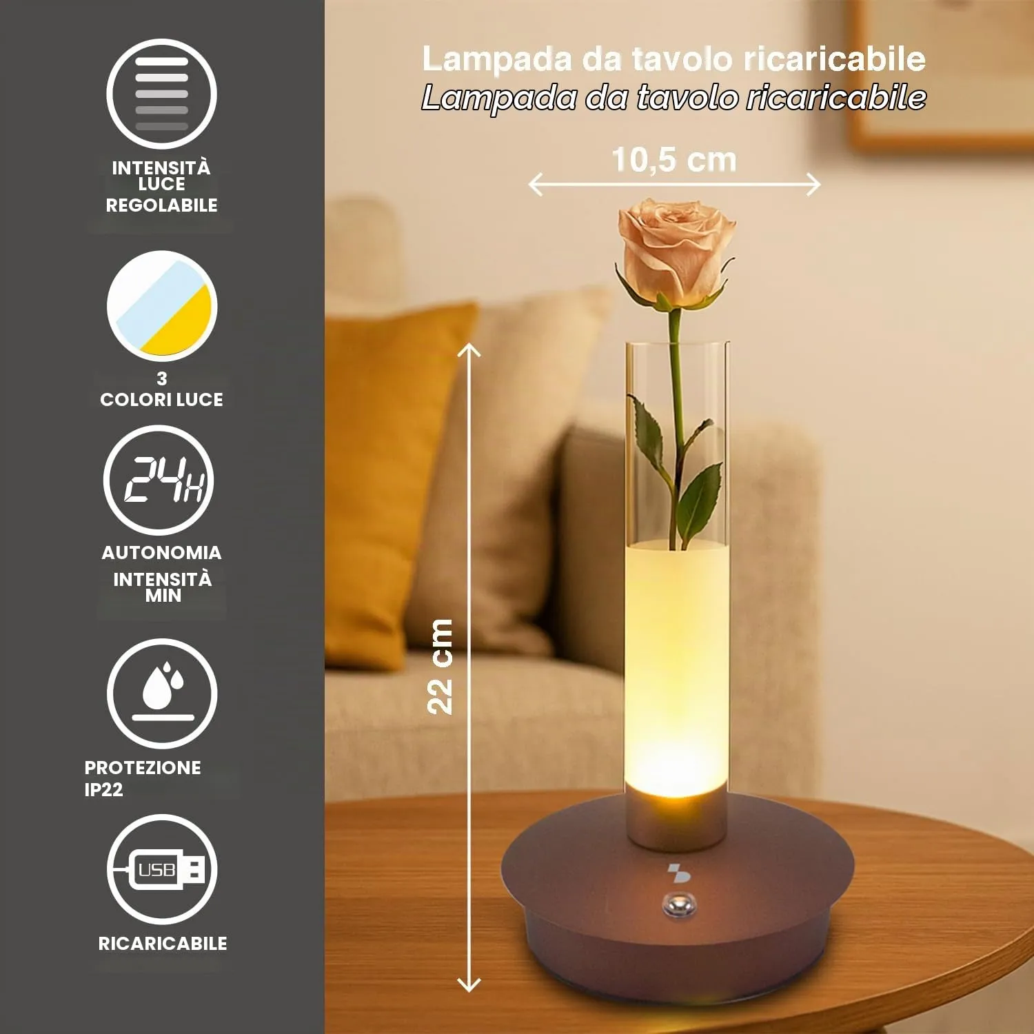 Beper P207ILI550 Flora Lampada tavolo vaso ricaricabile