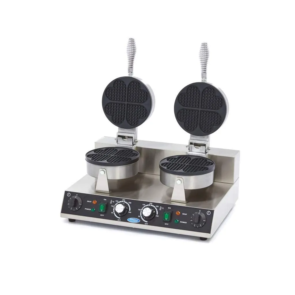 Maxima piastra waffle cuore doppia 2x1000 W antiaderente
