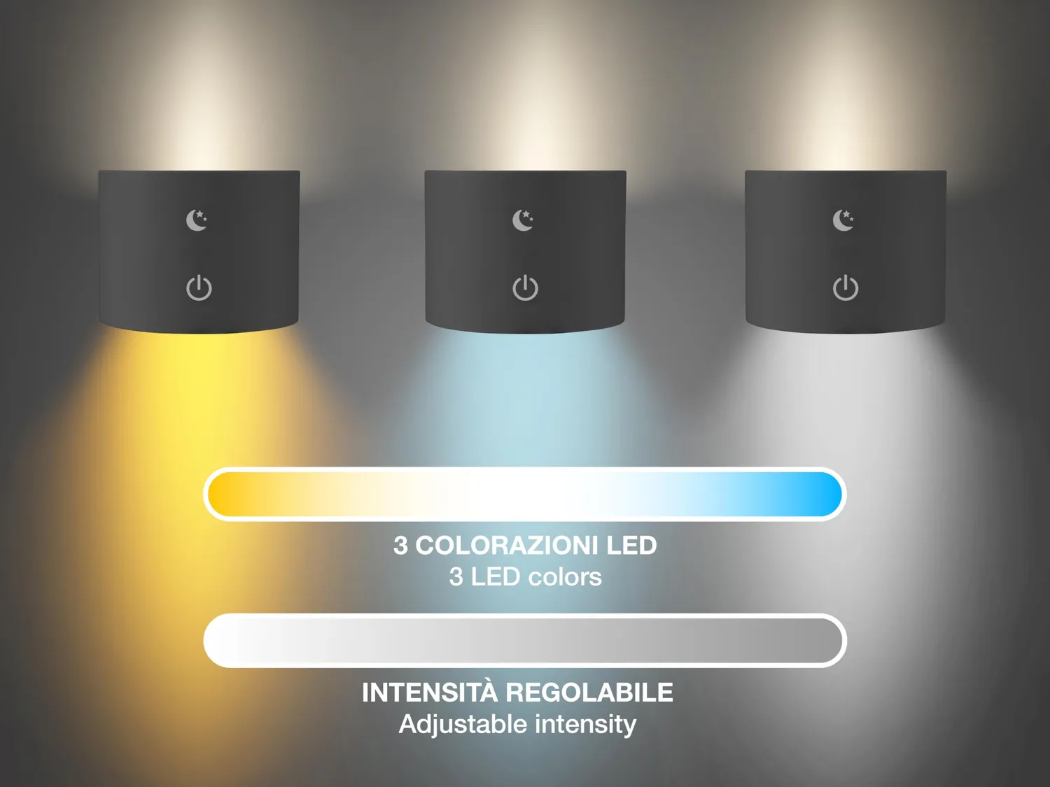 Beper Luminì lampada ricaricabile LED touch 39,5 cm 3 luci