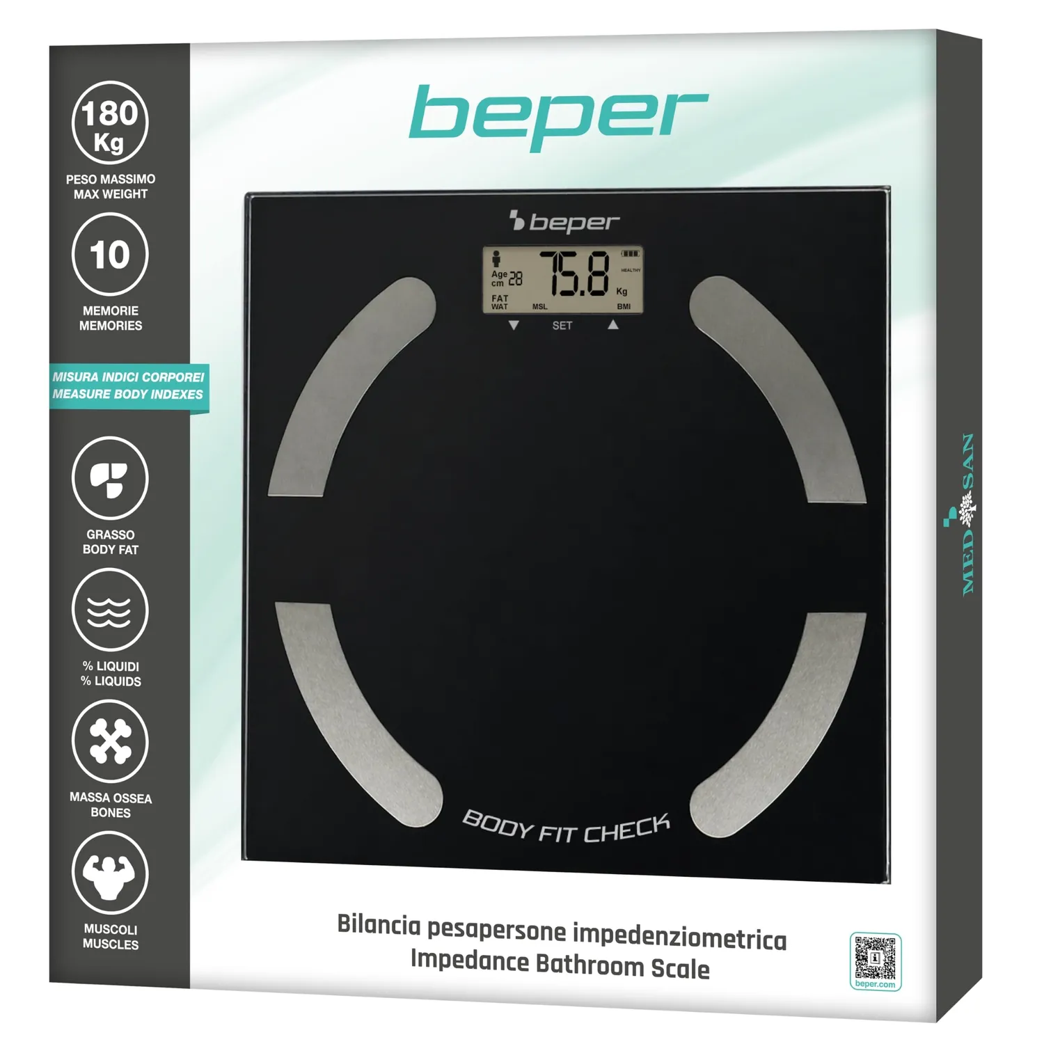 Beper P303BIP051 Bilancia Pesapersone 180 kg LCD