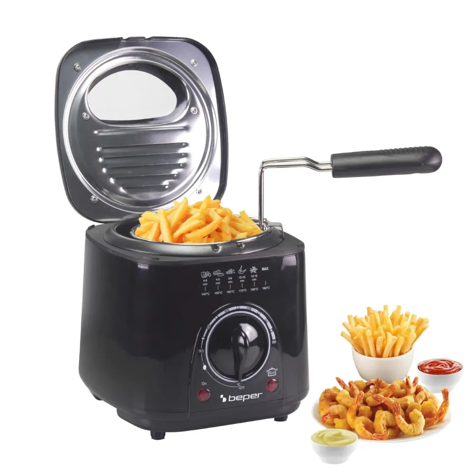 Beper P101FRI100 Friggitrice 1 L 950W con Oblò Nera